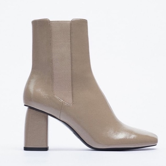 ZARA NEW HEELED BOOTIES BEIGE - Picture 4 of 6